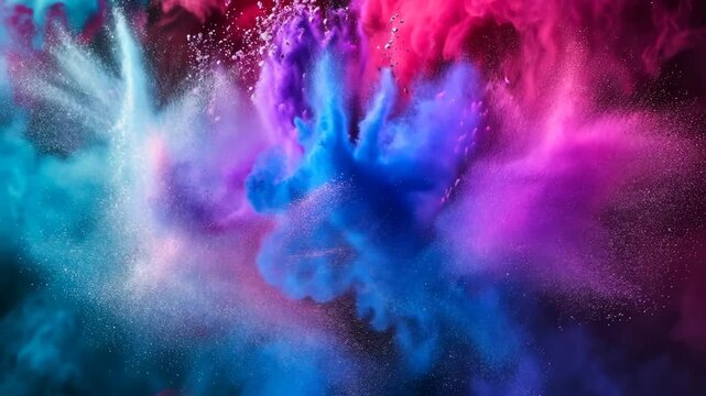 Farbstaubexplosion in Pink und Blau