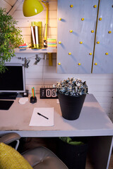 on the desk in the office is a garbage can of crumpled money dollars, the concept of inflation