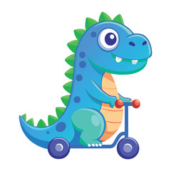 Cute Crocodile Playing Scooter Cartoon Vector Icon Illustration. Animal Transportation 