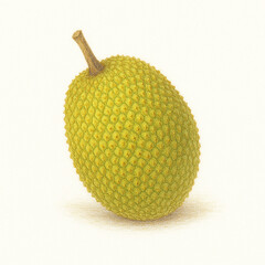 Ripe Jackfruit Colored Pencil Illustration