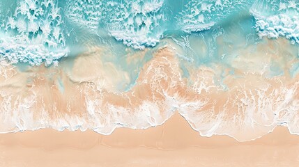 Fototapeta premium A top-down view of the ocean, showing turquoise water and white foam