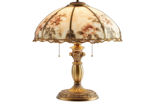 Elegant Rose Table Lamp Antique Gold Design Home Decor Lighting, isolated on transparent background