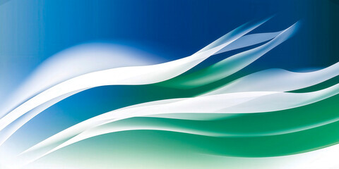 Abstract background with flowing ocean waves in sapphire blue and emerald green hues, smooth gradients