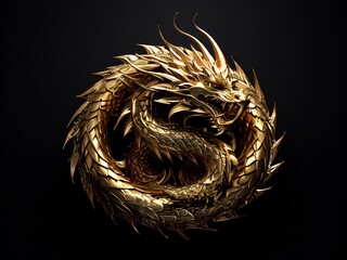 Golden Dragon in a Dark Setting