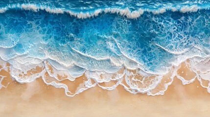 Naklejka premium Sandy beach with ocean waves and foam