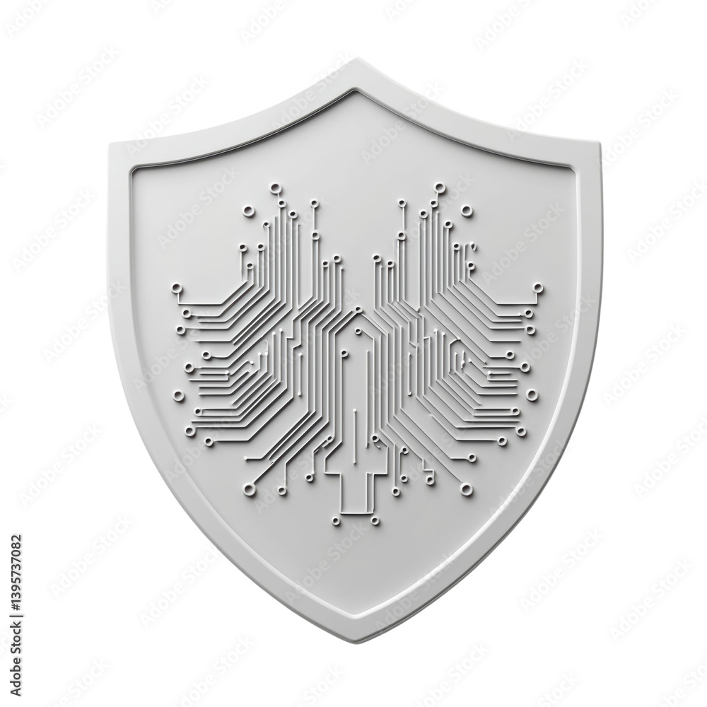 Poster security data protection concept. cybersecurity shield with intricate circuit board design