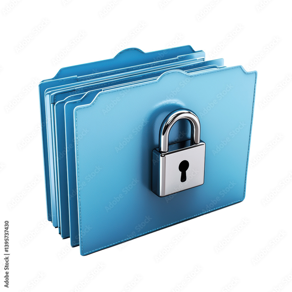 Poster security data protection concept. locked folder with secure documents for confidential data protecti