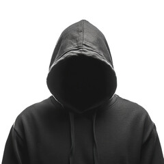 Security data protection concept. Hooded figure in a dark jacket concealing their identity