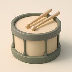 Minimalistic isometric 3d illustration of a drum