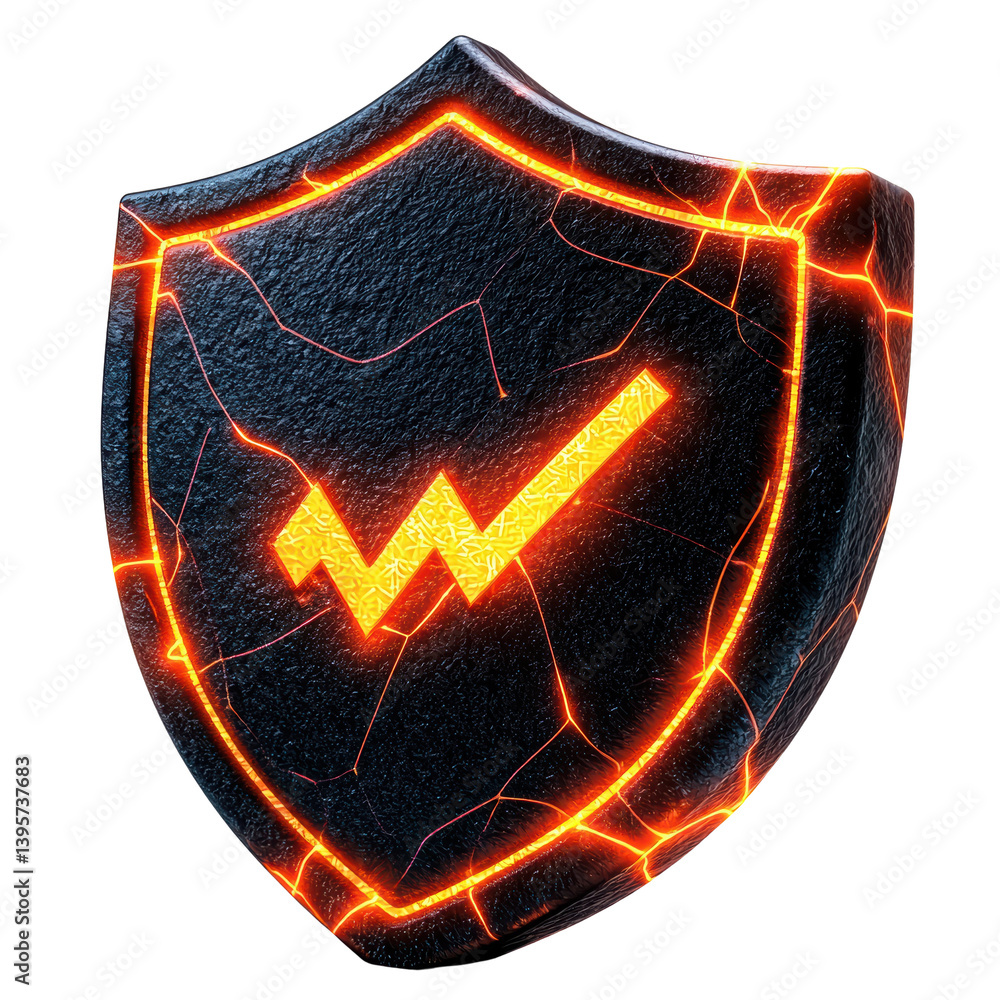 Poster security data protection concept. powerful digital shield with glowing lightning strike