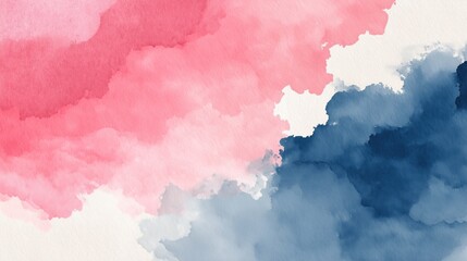 Abstract art background blue and pink colors. Watercolor painting on canvas with soft red gradient. Fragment of artwork on paper with pattern, generative ai
