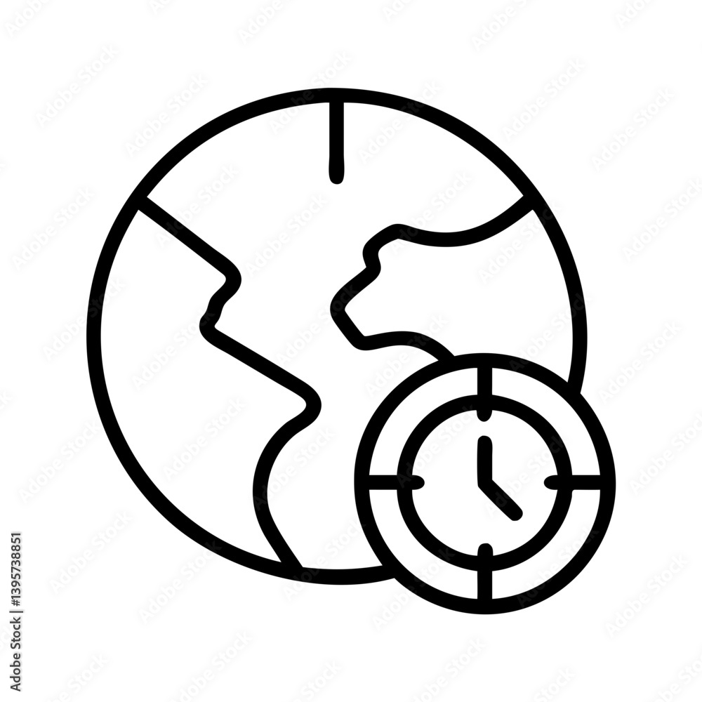 Poster global time zones world clock international time management and scheduling icon