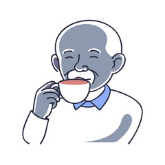 Obraz premium Elderly Black man drinking from cup