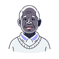 Elderly Black man smiling in sweater