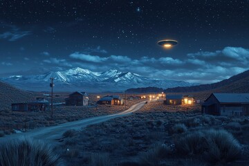 A glowing unidentified flying object disrupts a peaceful night in a quiet desert town