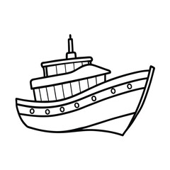 Obraz premium boat line art vector illustration