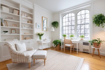 A home office filled with potted indoor plants giving a fresh natural vibe
