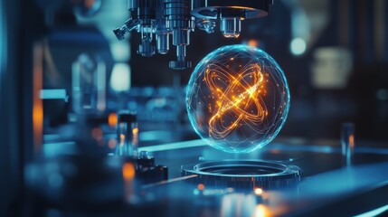 Fototapeta premium Quantum Core Glowing under Binary Projections in Fusion