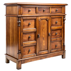 Fototapeta premium Old wooden cabinet dresser isolated on transparent background 