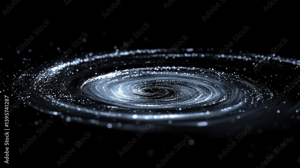 Wall mural abstract swirling galaxy, cosmic dust and light trails in dark space.