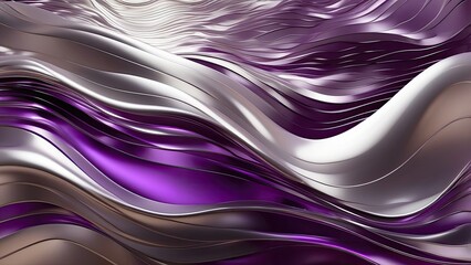 Fototapeta premium Abstract image with smooth, flowing curves in silver and shades of purple