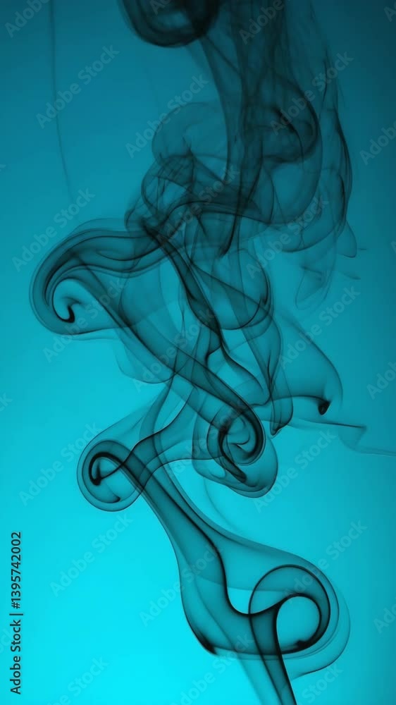 Poster an abstract scene where dynamic black incense smoke