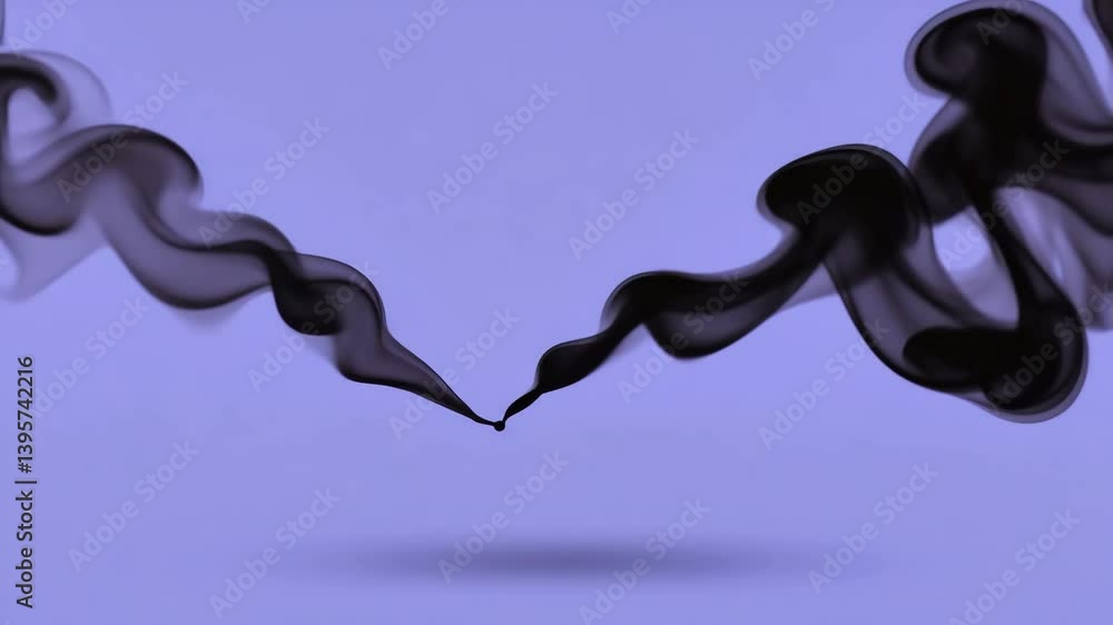 Poster an abstract scene where dynamic black incense smoke