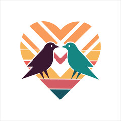 Vintage Bird Silhouette T-Shirt Design with Artistic Geometric Patterns