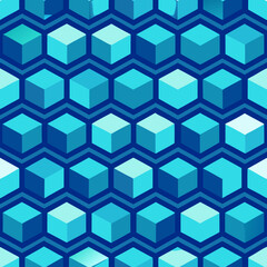 Seamless Hexagon Tile Pattern in Cool Blue Tones
