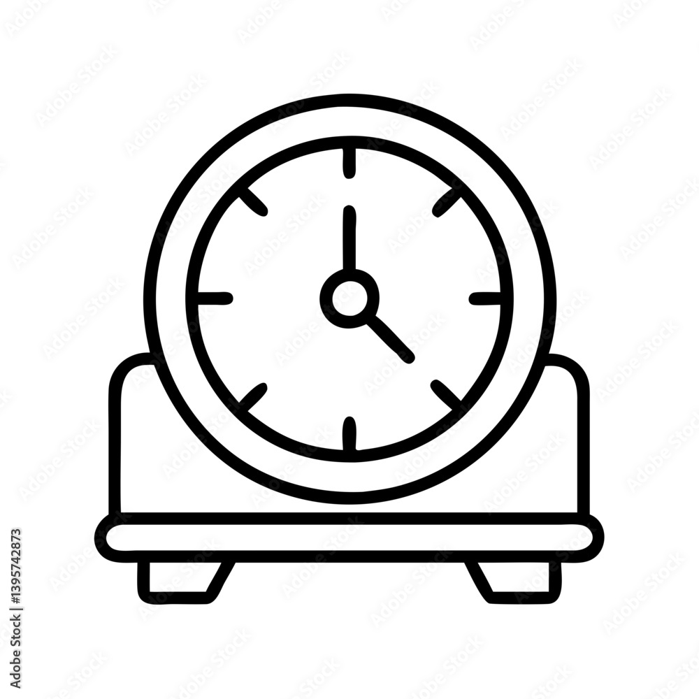 Aufkleber outline drawing of an analog clock on a stand for timekeeping and home decor use