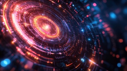Obraz premium Quantum Machine Glowing with Holographic Binary - Standard Version