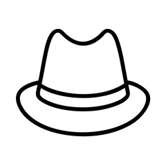 Illustration of a classic fedora hat icon for fashion accessory and style guide