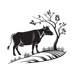 Cow silhouette vector vector art illustration