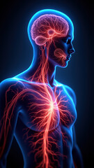 VNS - Vagus Nerve Stimulation illustrated with human anatomy highlighted.