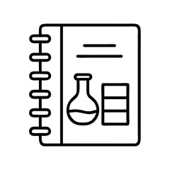 Science lab notebook with chemical experiment and data for education concept