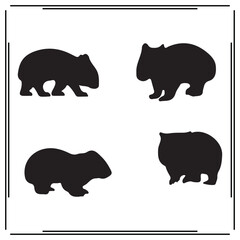 Wombat silhouette, Wombat illustration , Wombat clipart, Wombat vector , Wombat icon , black Wombat, Wombat illustration on white background,