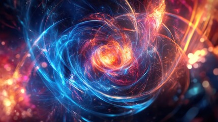Obraz premium Quantum Core Glowing with Advanced Swirling Hologra