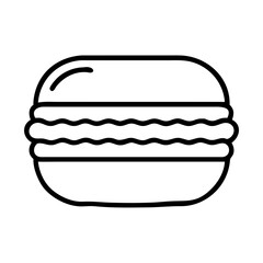 Macaron outline vector drawing of french dessert pastry confectionery sweet treat