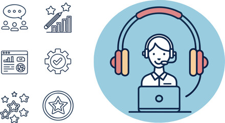 Colorful Headphones Illustration vector design, Headphones logo design, Headphones icon design