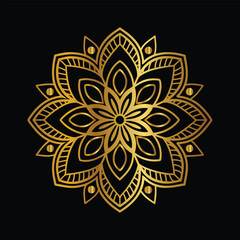  Hand drawn mandala round ornament, Pattern in the form of a mandala. Henna tattoo mandala. Mehndi style. Decorative pattern in oriental style. Coloring book page