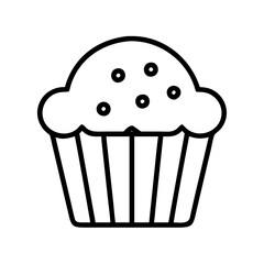Delicious cupcake vector illustration, bakery dessert clip art, muffin outline design