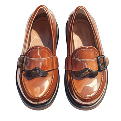 Elegant brown mary jane shoes studio setting product photography front view fashion concept