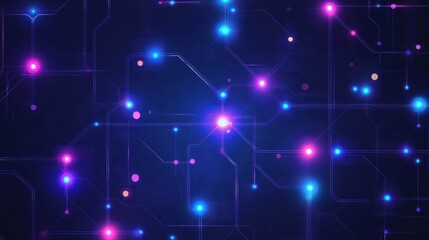 Futuristic Blue and Purple Technology Grid with Glo