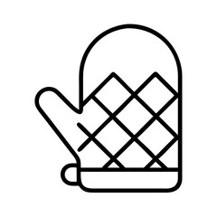 Oven mitt icon kitchen glove heat resistant cooking baking protection outline tool
