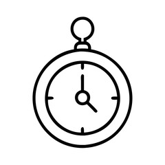 Vintage pocket watch outline icon timekeeping device antique clock illustration