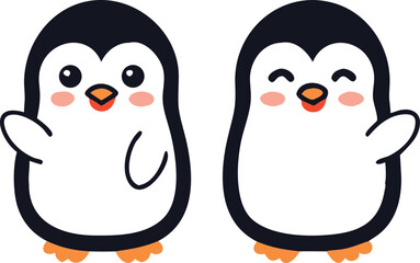 Cute Winter Penguin  – Cartoon Arctic Penguins in Hats, Scarves, and Holiday Outfits for Christmas, Kids Decor, Stickers, and Greeting Cards