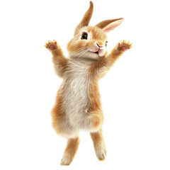 Dancing Joyful Bunny on transparent background