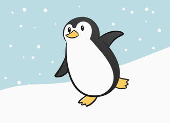 Cute Winter Penguin  – Cartoon Arctic Penguins in Hats, Scarves, and Holiday Outfits for Christmas, Kids Decor, Stickers, and Greeting Cards