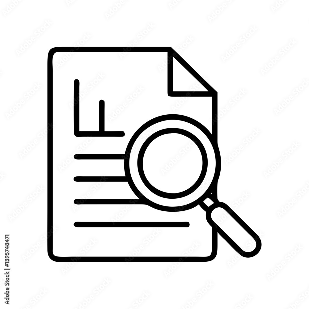 Poster document search analysis icon vector design for business and data investigation