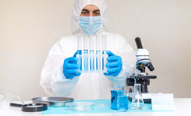 Water research in the laboratory. Selective focus.